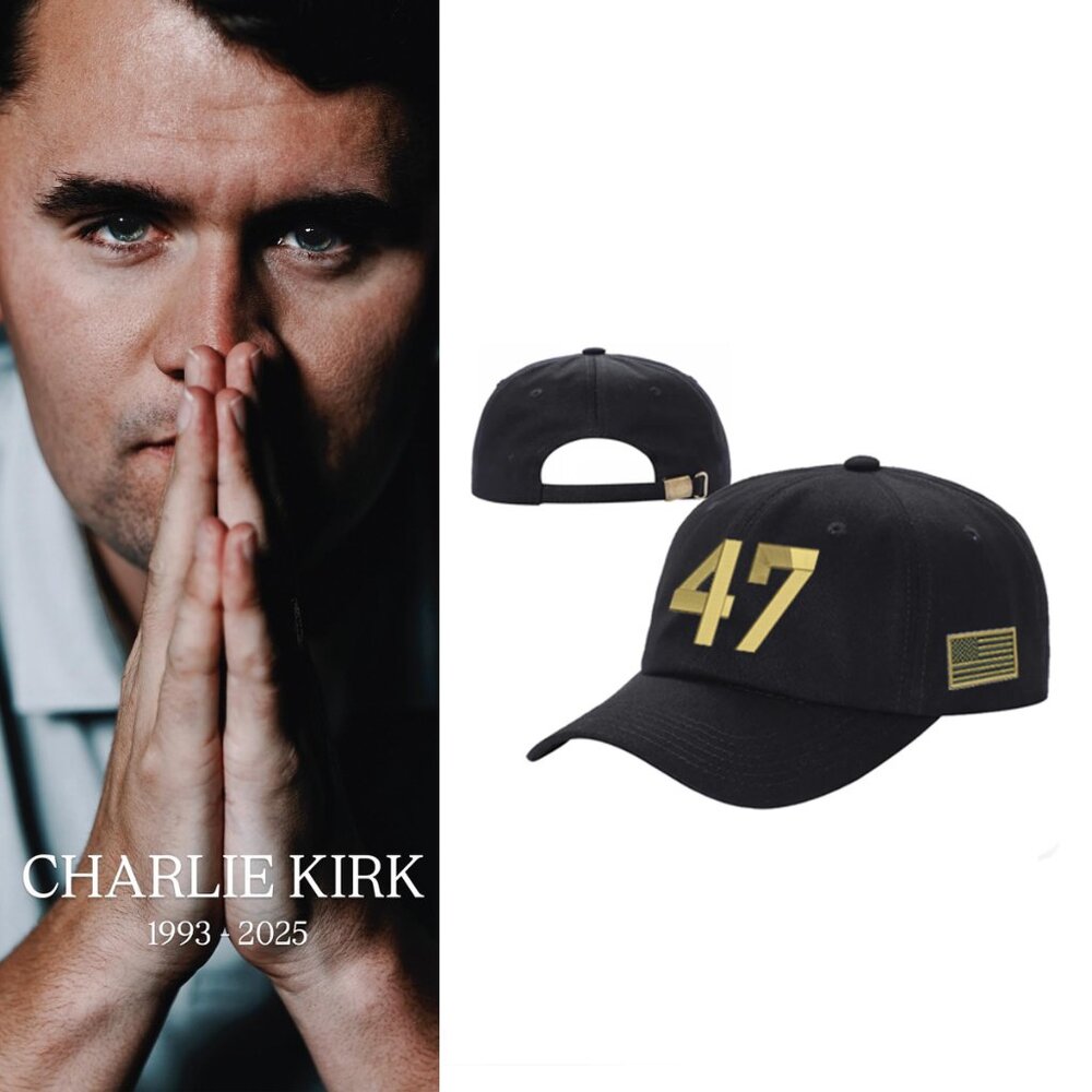 Charlie Kirk Trump Gold Embroidered Low Profile Adjustable Hat Republican